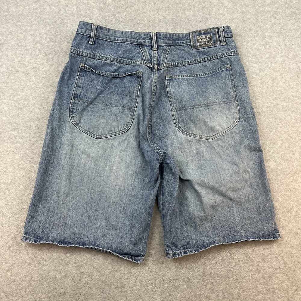 Marithe Francois Girbaud Shuttle Tape Shorts Men's 36" Blue Vintage Y2K Baggy